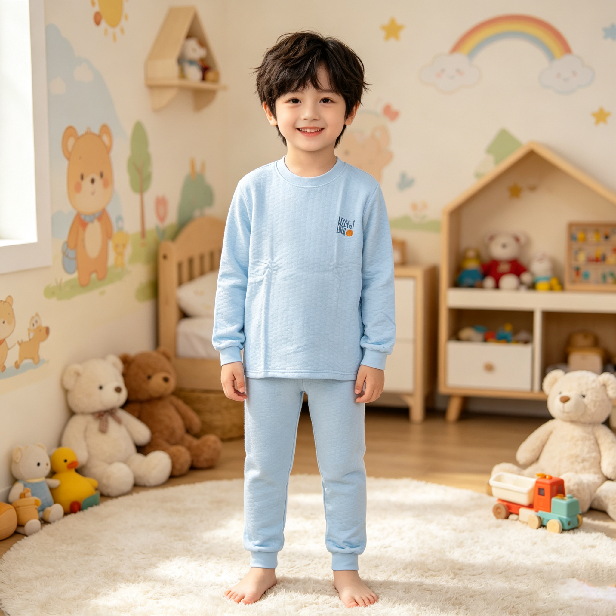 贝哆哈儿童保暖衣套装秋衣秋裤冬季男童暖棉家居服睡衣内衣套装