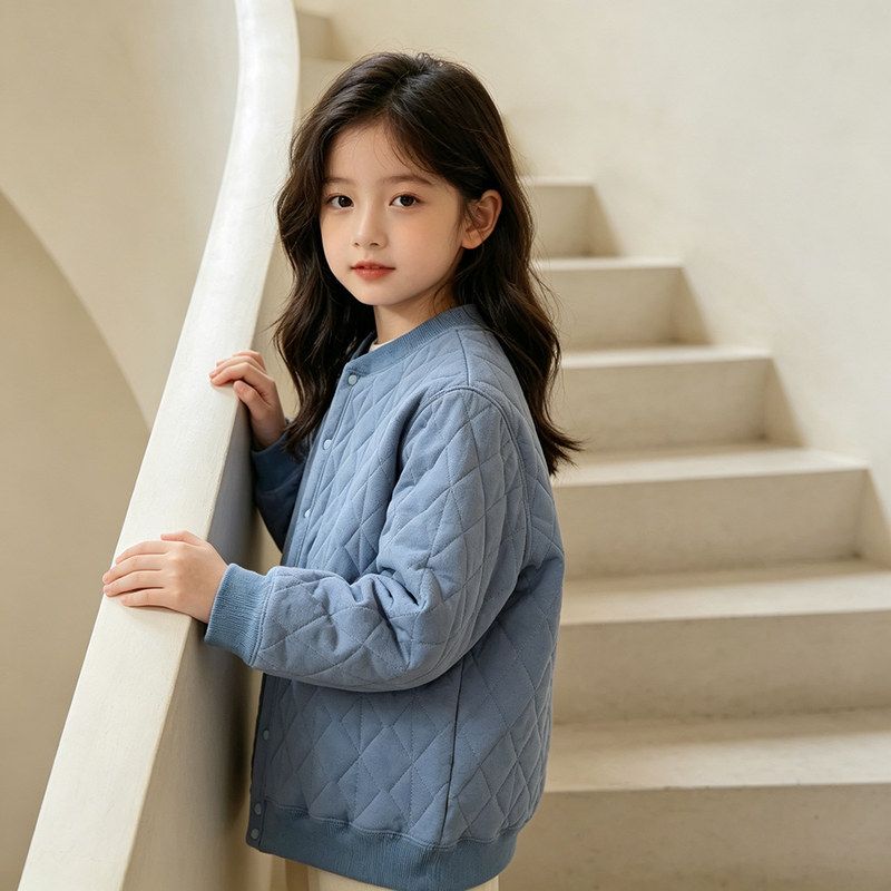 贝哆哈冬季保暖校服神器夹棉外套男童女童开衫棉衣儿童棉袄棉服