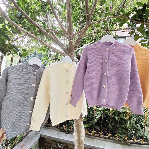 贝哆哈春秋季外套儿童针织衫宝宝开衫毛衣男童女童线衣洋气上衣