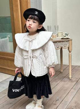 贝哆哈女童甜美秋冬加绒加厚棉服中小童棉衣洋气小香风外套棉袄