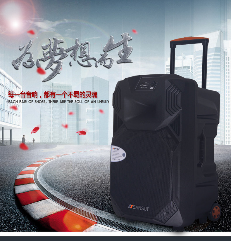 山水SS1-15户外广场舞移动拉杆充电电瓶音箱响大功率舞台蓝牙插卡
