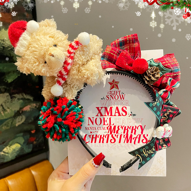 圣诞节毛绒小熊发箍活动头箍