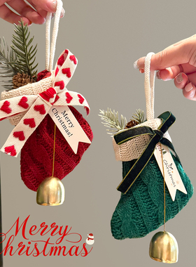 圣诞袜子铃铛挂饰礼物袋圣诞树装饰门把手装饰布置车挂件圣诞吊饰