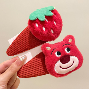 夹子头饰可爱草莓熊发夹女生2025新款 后脑勺边夹侧边刘海夹网红