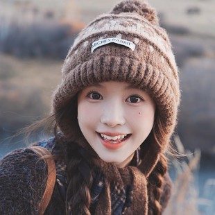 日本专柜GP加厚毛线帽子女生秋冬费尔岛风保暖护耳针织帽显脸小潮