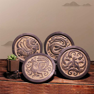 青龙白虎朱雀玄武中式瓦当摆件