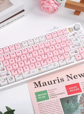 美乐蒂水晶果冻键帽猫猫头MAO高度可爱Q萌适配ZH980迈从k99 g87等