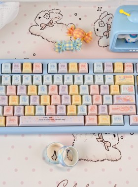 水母烟花键帽侧刻透光PBT材质热升华可爱适配ATK68/迈从G98/夜魔