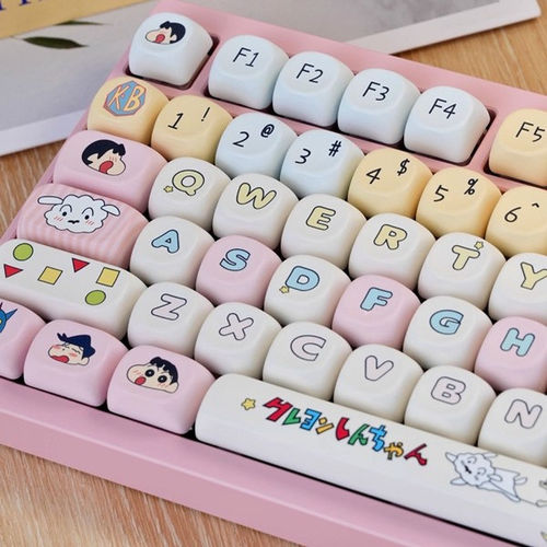 粉色蜡笔小新MOA键帽可爱Q萌客制化适配HI75 HI8 K99 F99 104 F87