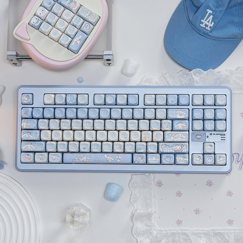 云朵玉桂狗键帽MOA高度可爱蓝白五面热升华PBT材质DIY机械键盘