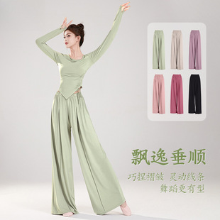 新舞蹈练功服中国古典舞阔腿裤舞形体服衣套装成人直筒裤