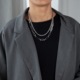 INS冷淡风双层拼接项链男女毛衣单链子钛钢手工抛光潮牌嘻哈饰品