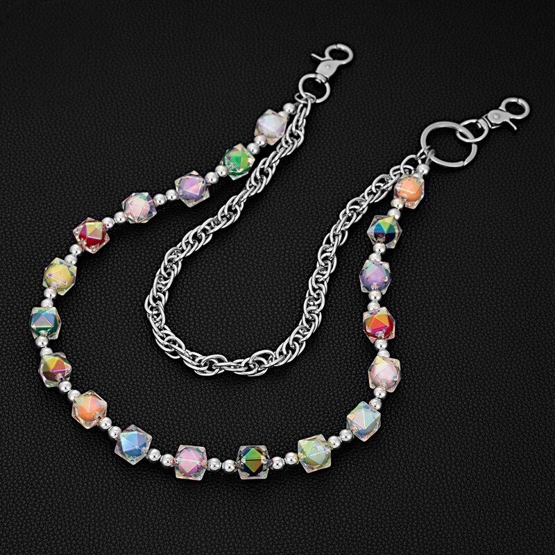 双层彩色糖果潮流裤链欧美风男女朋克嘻哈街舞牛仔腰链裤子配饰品