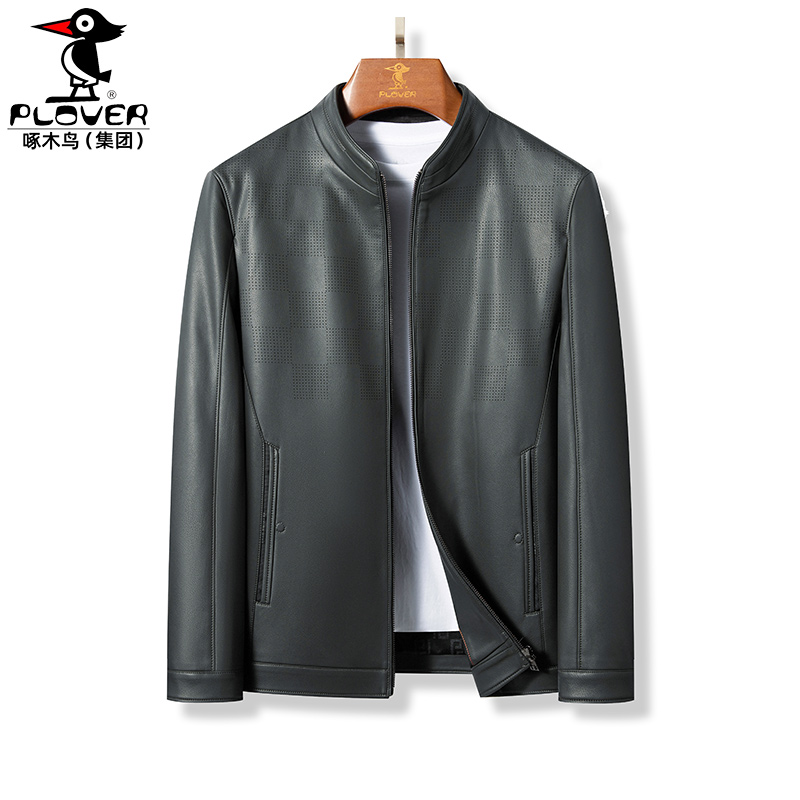 海宁绵羊皮休闲皮衣男夹克立领