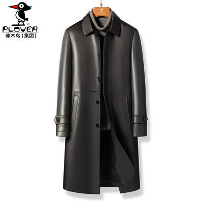 2025新款皮风衣男中长款黑色皮衣