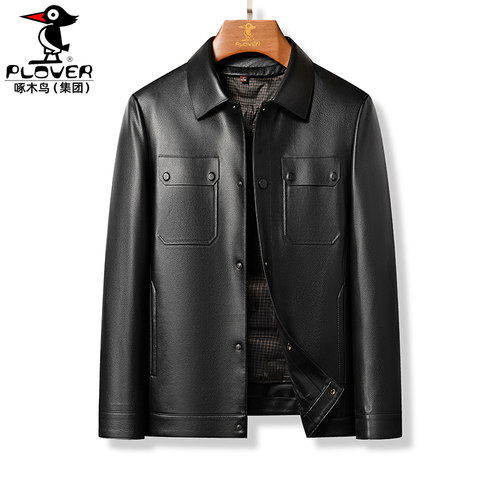 90白鹅绒内胆皮衣男士加绒皮夹克