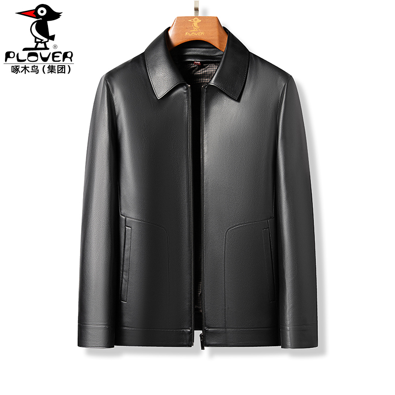 新款90白鹅绒内胆皮衣外套男夹克