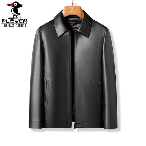 新款90白鹅绒内胆皮衣外套男夹克