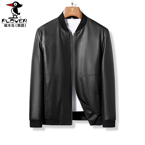 2025短款黑色休闲真皮衣男皮夹克