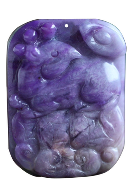 天然皇家紫鼠来宝苏纪石精雕吊坠