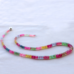 红绿蓝项链一物一图31.2g女款 碧雅碧玺塔链全亮糖果色 盘珠