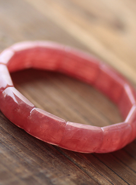 碧雅 冰种红纹石首饰饰品手排一物一图正品水晶手牌女款41.03g