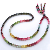 碧玺手链6mm通透多层四圈红绿蓝彩手串55.68g女款 碧雅 正品 附证书
