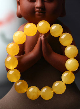 碧雅珠宝天然波罗的海鸡油黄满蜜蜜蜡手链18.91g无烤色 无补坑