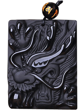 黑曜石磨砂龙头男士霸气风吊坠