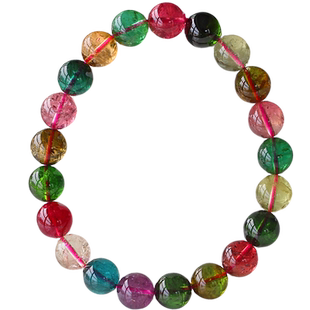 碧雅 碧玺手链一物一图老料玻璃体7mm碧玺手串13.11g女款细附证书