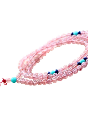 原创设计风草莓晶流苏粉色项链