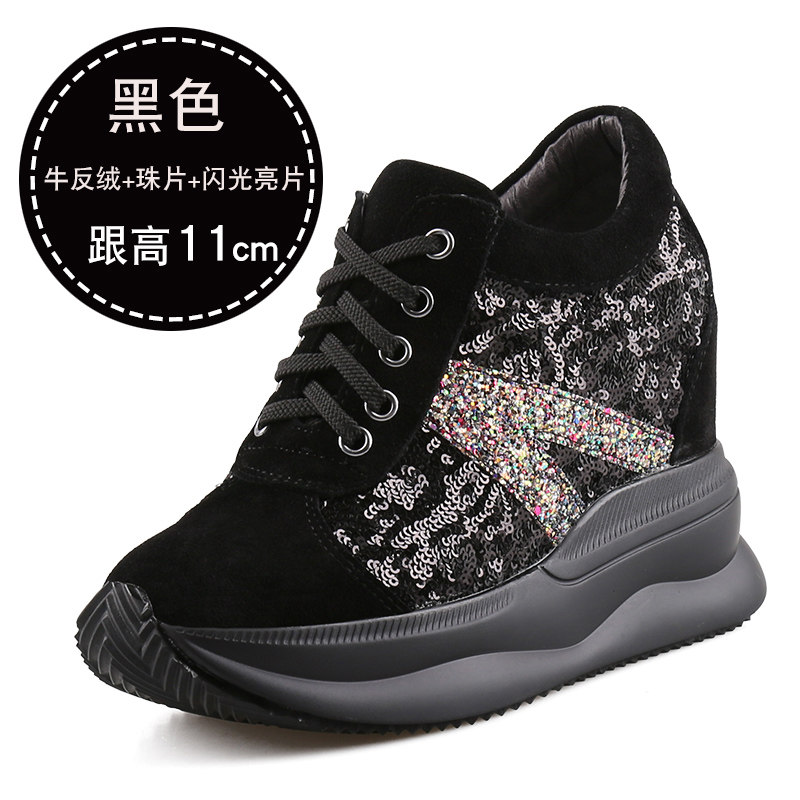 11cm内增高老爹鞋2023年秋款女鞋厚底坡跟单鞋真皮休闲运动鞋3233