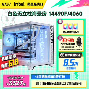 机RTX4060 整机AI运算 4070显卡DIY组装 13490F 14490F台式 微星游戏电脑主机i5 机直播吃鸡白色海景房台式 MSI