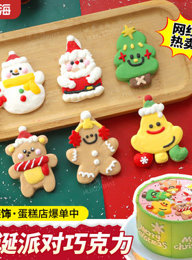 圣诞巧克力蛋糕装饰成品套装混装
