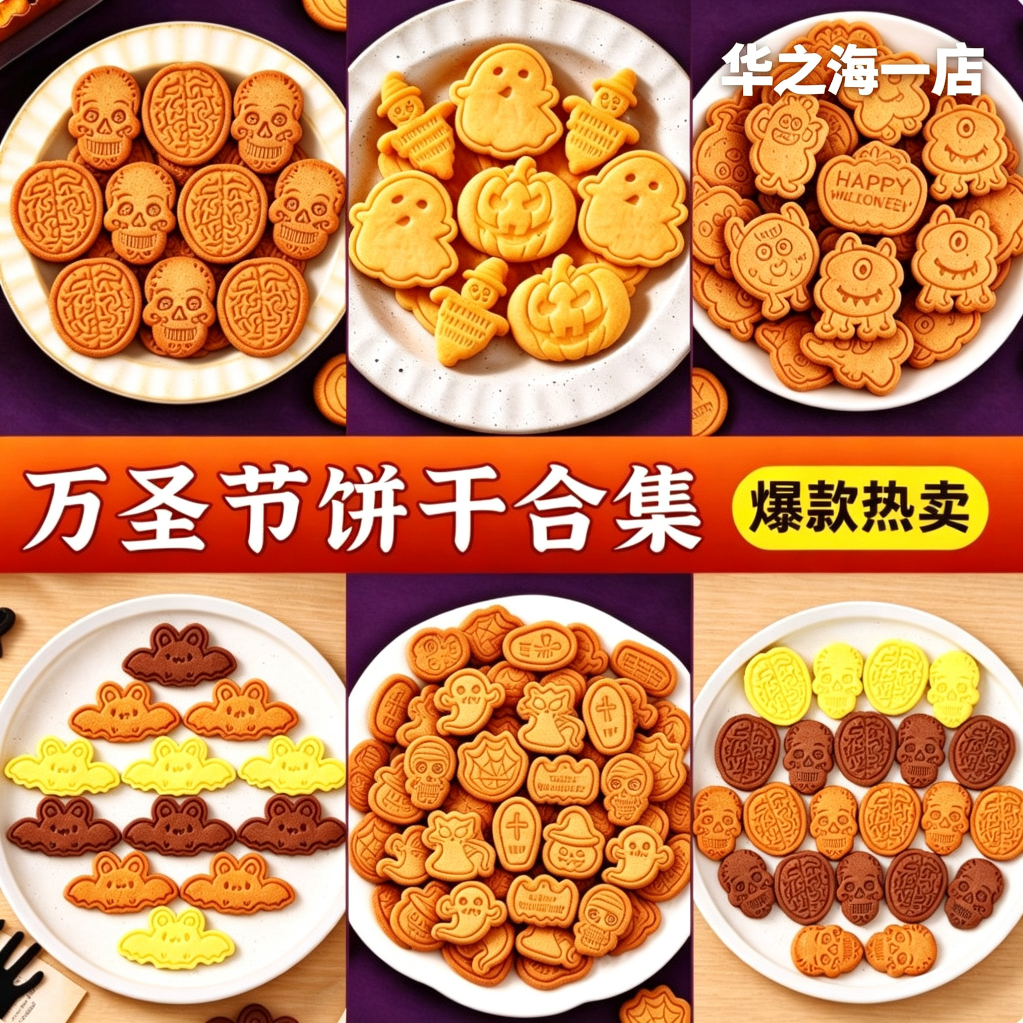 万圣节饼干蛋糕装饰混合装搞怪造型纸杯甜品点缀插件烘焙商用批发