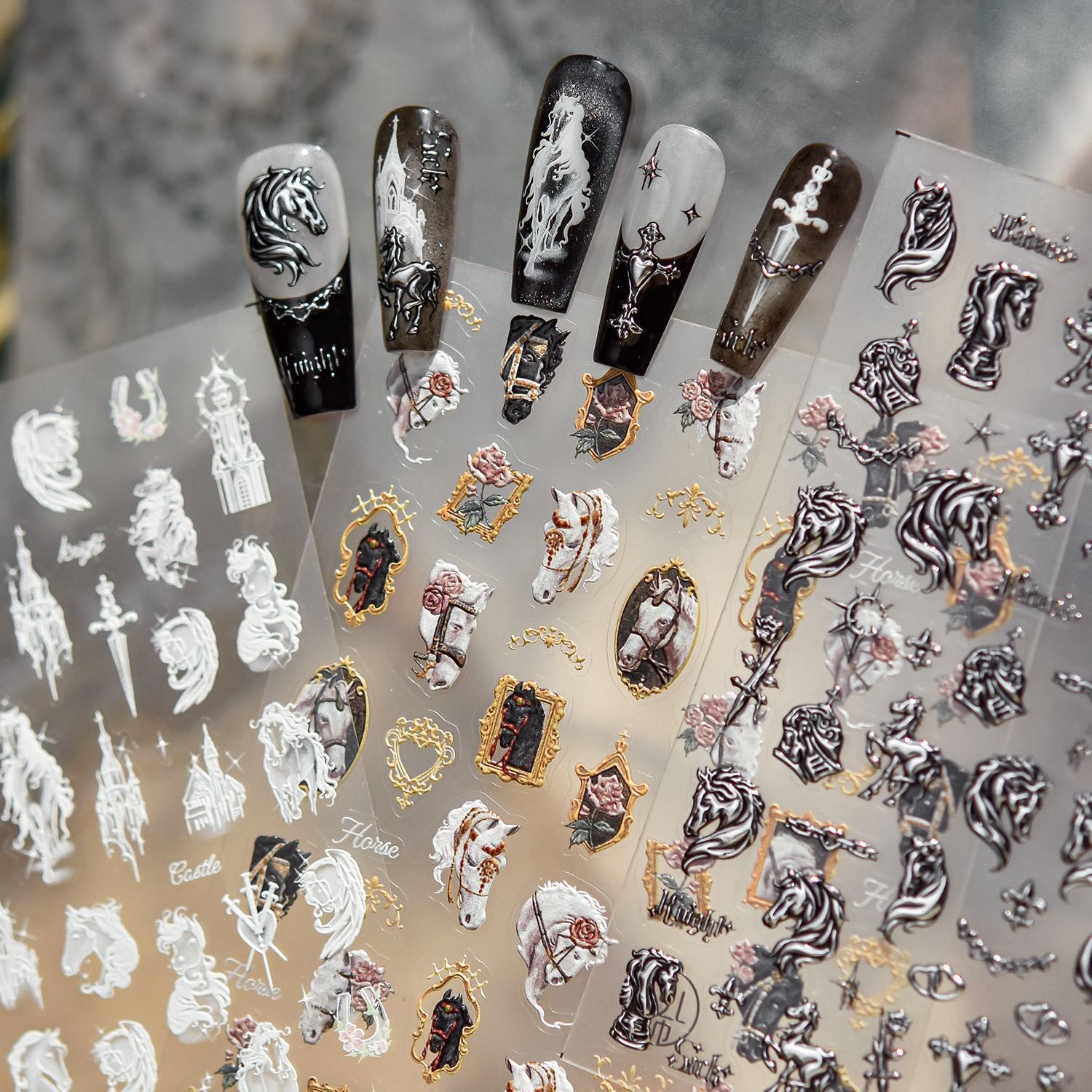 奈希美甲新年贴纸【圣马骑士】欧美风精致指甲贴复古5D童话城堡贴,彩妆/香水/美妆工具,美甲工具,淘宝优惠券,粉丝福利购,淘宝优惠卷
