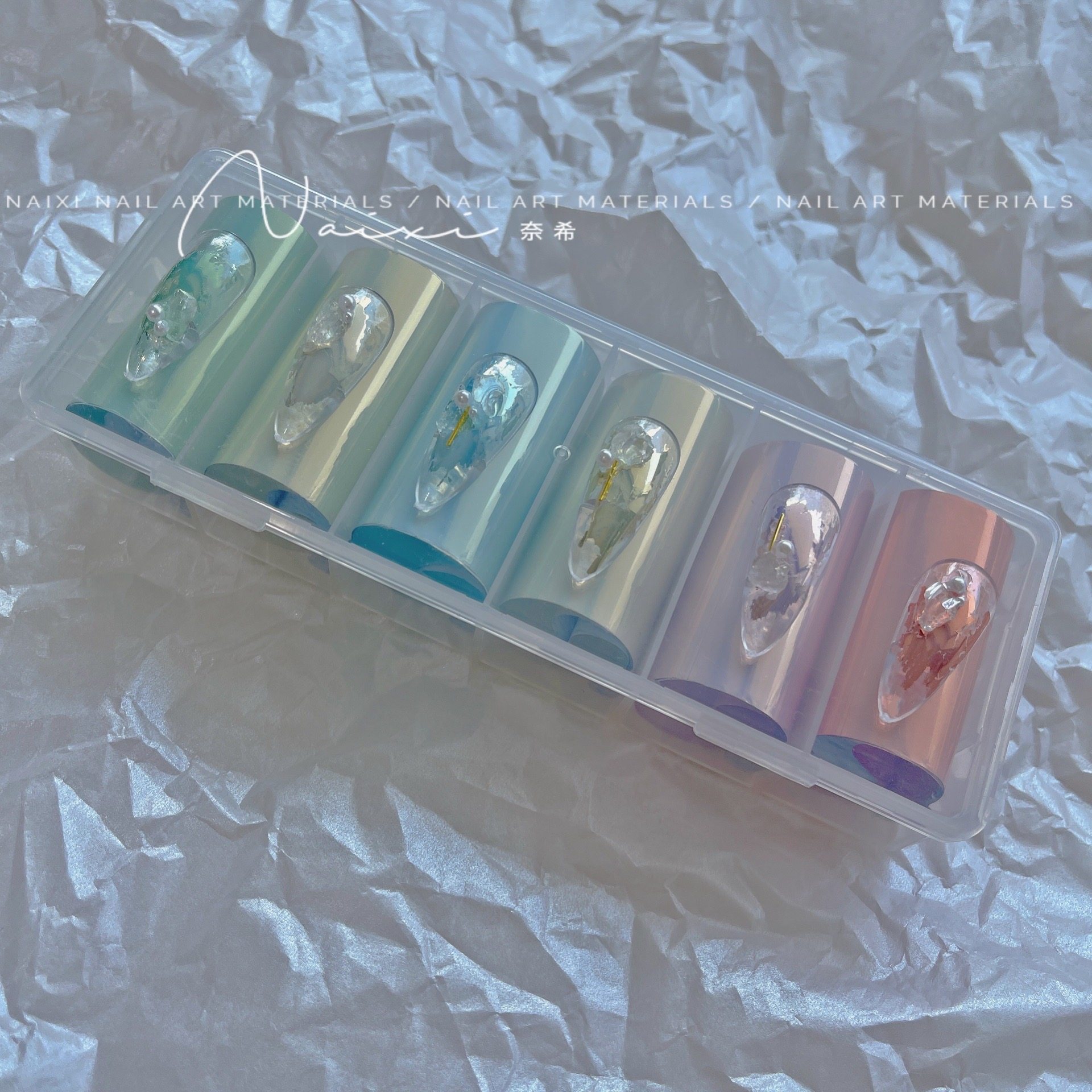 奈希新品美甲饰品进口转印纸珠光丝绸感指甲装饰贴纸高质感星空纸