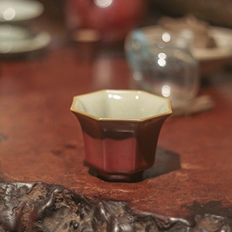 全手工豇豆红大八方杯