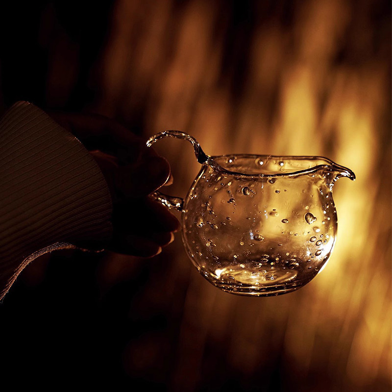 淘福玻心璃语啜雨玻璃公道杯原创设计茶海加厚手工匠人分茶器小号