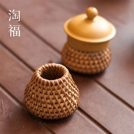 越南藤编盖置盖托零配壶盖托茶配件家用茶道用品功夫茶具配件