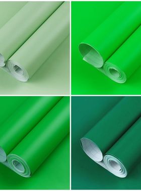 即时贴刻字防水自粘贴纸卧室温馨墙壁纸装饰淡绿色幼儿园家具翻新