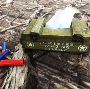 个性抽纸盒缩小版67弹药箱纸抽盒木质收纳盒个性摆件军迷军旅收藏