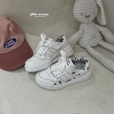 JBM 中大童新款春季魔术贴卡通男女童休闲运动板鞋休闲鞋百搭真皮