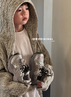 JBM 潮牌儿童加2026春季魔术贴老爹鞋新款男女中大童运动透气百搭