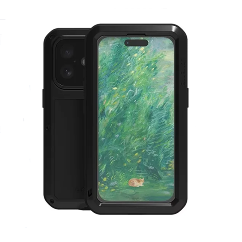 手机防水套适用于iPhone16ProMax防摔金属壳苹果16防水壳全包防尘壳苹果16pro镜面保护套欧美情侣外壳情侣套