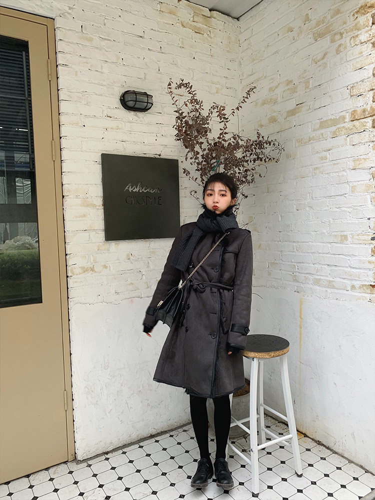 JM天边大喜同款皮毛一体外套女冬中长款双排扣腰带修身仿皮草大衣在类目 女装/女士精品, 皮草中 - 来自Buy2taobao.com提供专业的淘宝代购服务