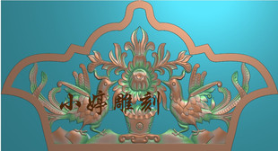 石材雕刻图石雕墓碑帽头双凤精雕图单凤图墓碑翘角浮雕图雕刻BMP