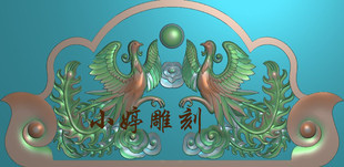 石材雕刻图石雕墓碑冒头双凤精雕图龙凤墓碑翘角浮雕图雕刻图BMP