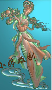 仙姑雕刻图背板人物墓碑板精雕图仙女浮雕图侍女石雕图人物木雕图