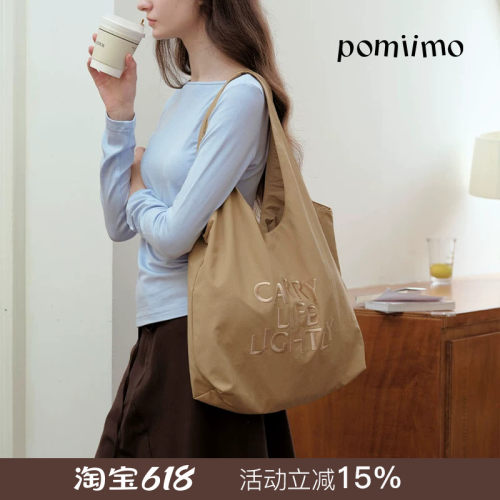 Pomiimo Takeall尼龙通勤上学大容量轻便防水布包托特包单肩包